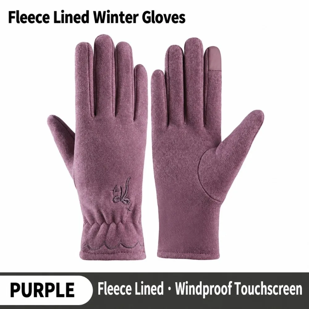 Thickened Warm Touch Screen Gloves Windproof Cold Proof All Finger Windproof Mittens Thin Velvet Winter Driving Gloves