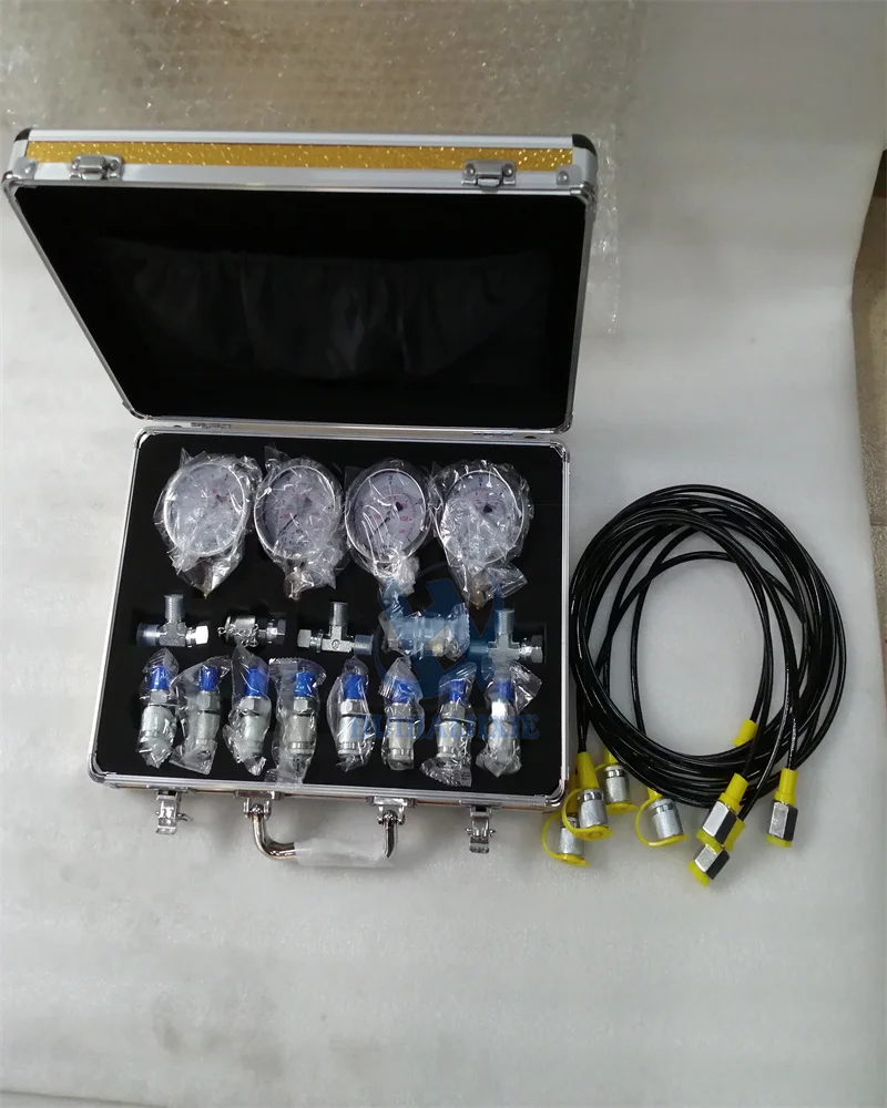 

Гидравлический манометр 4, диагностический гидравлический испытательный комплект, калибр 4, шланговая трубка с соединениями и тройниками, инструменты для строительной техники