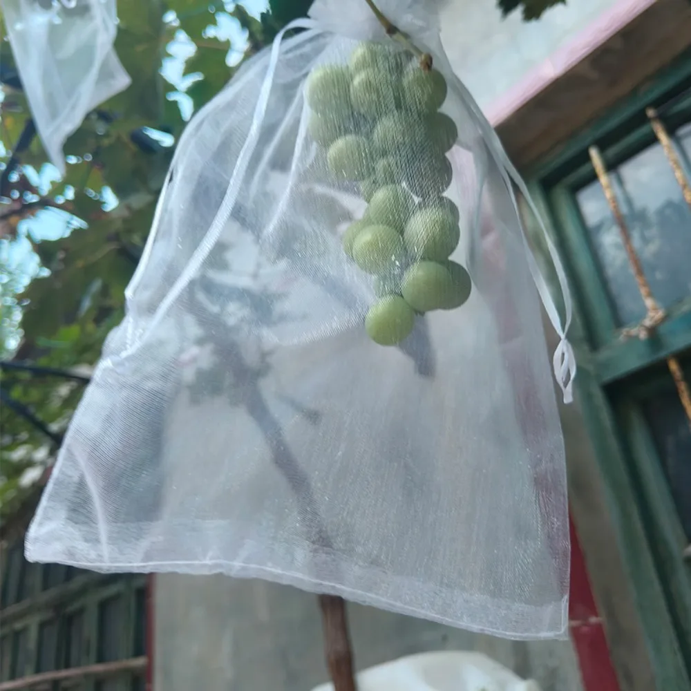 100pcs Mesh Grapes Fruit Grow Bags White Breathable Plant Grow Bag Generic Vegetable Plant Protection Bags Garden Tools
