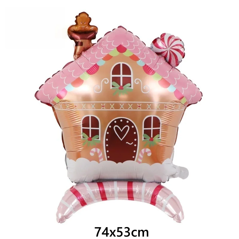 New Animal Cartoon Christmas Reindeer Aluminum Film Balloon Merry Christmas Decoration Gingerbread house Shaped Aluminum Foil Ba