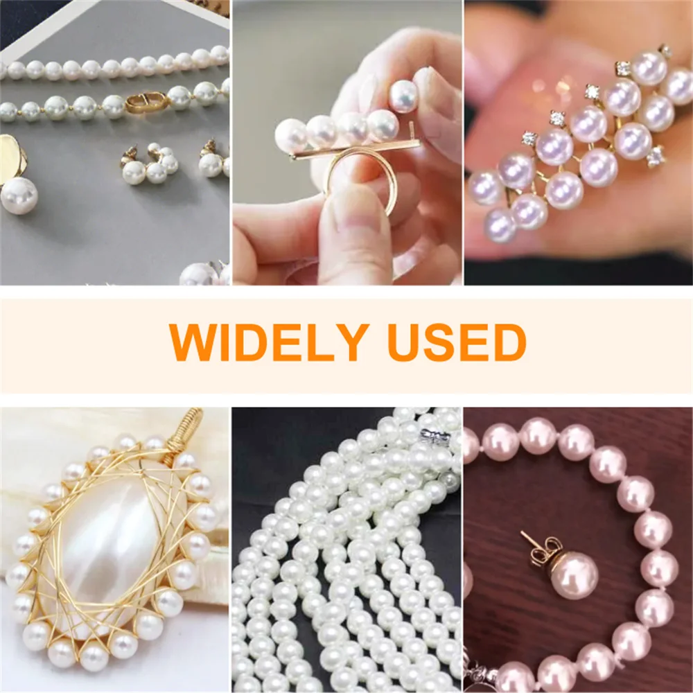 3mm-12mm Mix size Pure White/Pearl wtraight holes round imitation plastic pearl beads for needlework & Jewelry Making