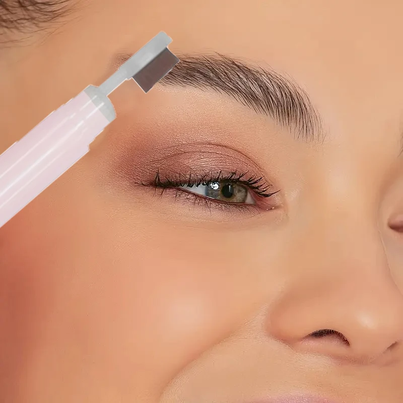 Cepillo de cera para cejas de núcleo plano de doble cabeza, resistente al agua y duradero, ceja marrón negro crema, estilo preciso, contorno transparente