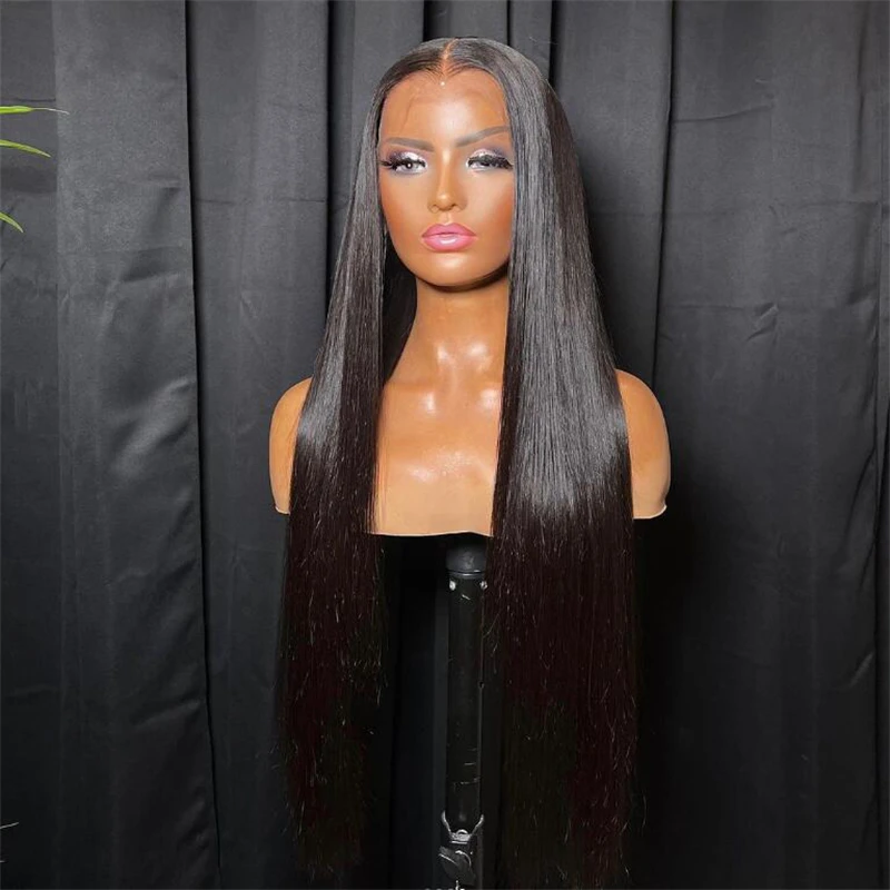 

Deep Black Soft 180 Density 26 inch Long Glueless Straight 13*6 Lace Front Wigs For African Women Babyhair PrePlucked Daily