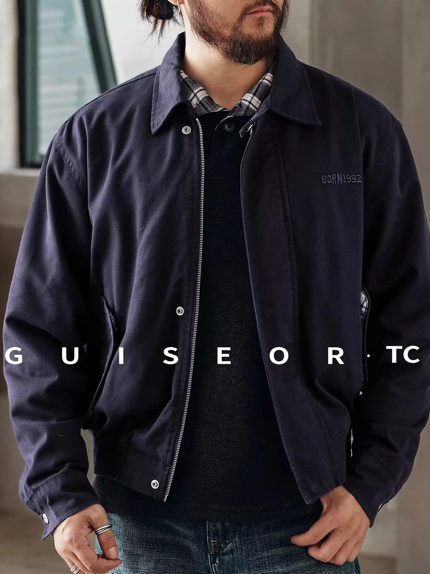 

Large Size American Retro Embroidered Men's Jaet Casual Pilot Sle Spring Autumn New Sle Harlington Casual Coat for Men