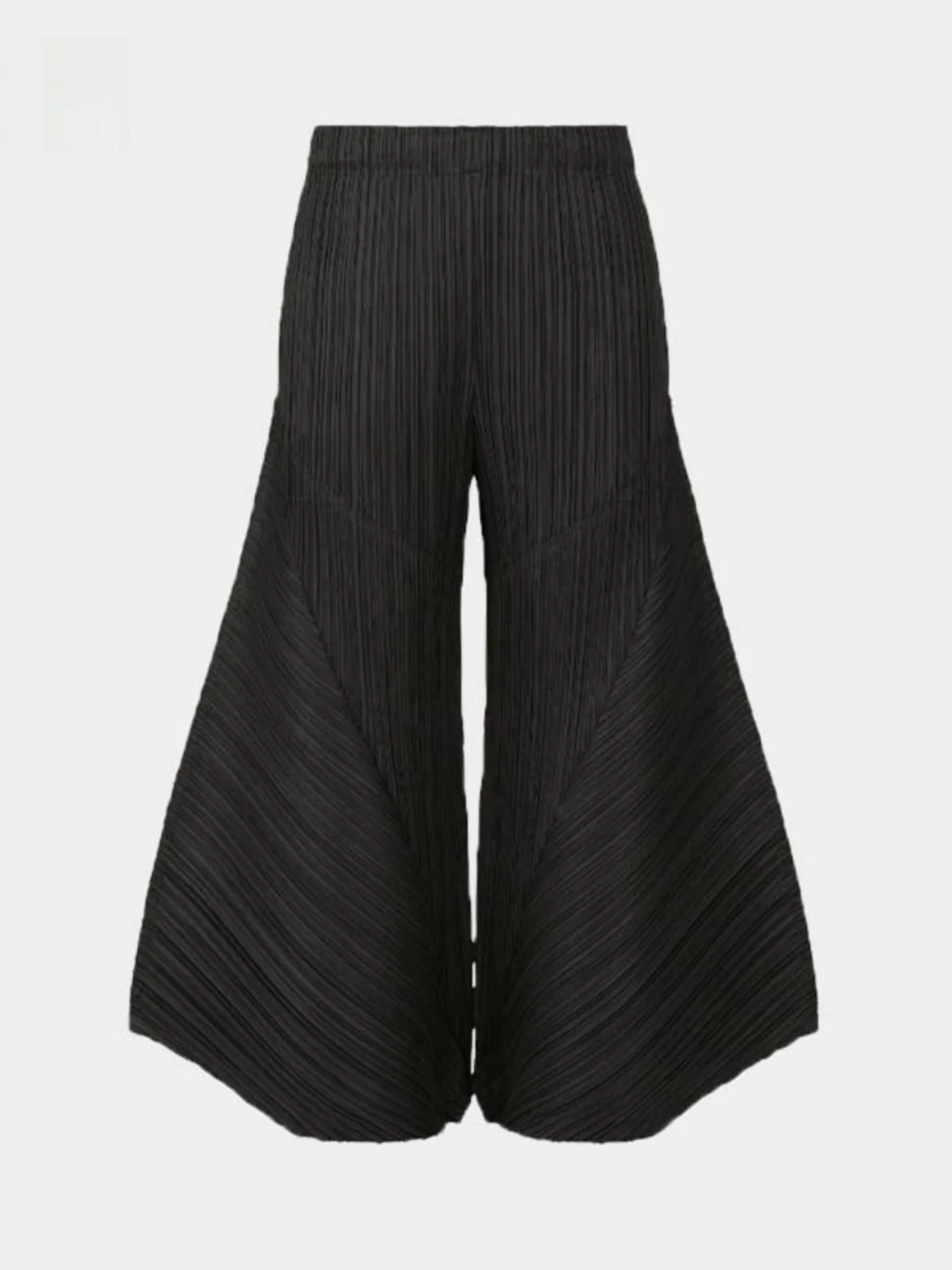 Womens Folded Wide Leg Pants Asymmetrical Eight Nine Length Casual Trousers Street Sle l Waist Polyester Fiber