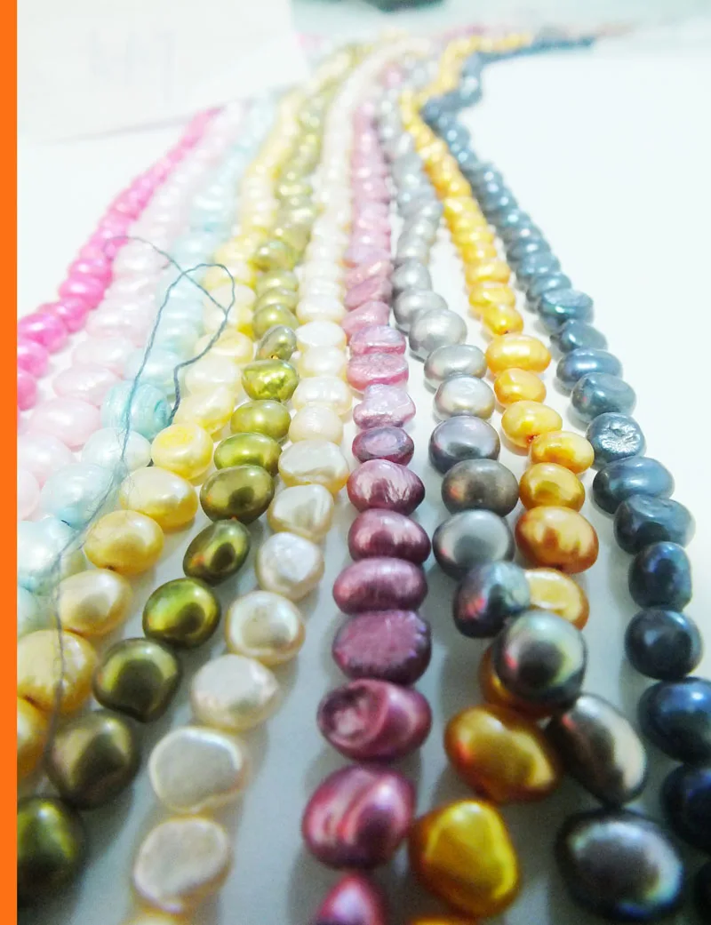 A-107#  10PCS Mixed Colors7-8mm Baroque Potato Natural Freshwater Pearl Loose Beads 15