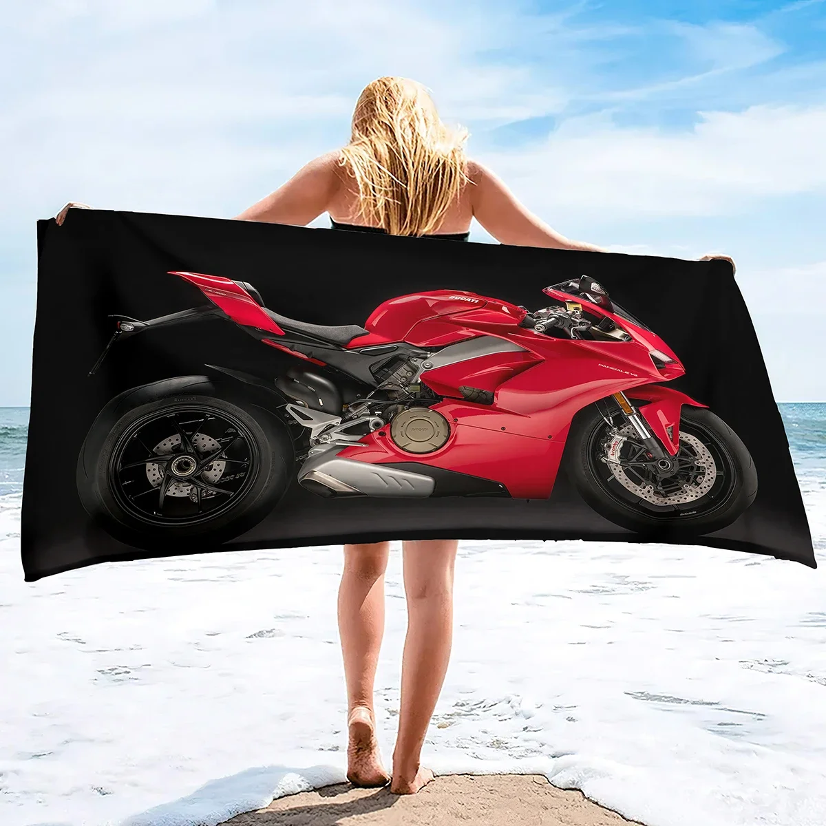 Motorcycle Beach Blanket,Large Microfiber Shower Bath Yoga Towel,Motocross Quick-Dry Soft Super Water Absorbent Beach Throw