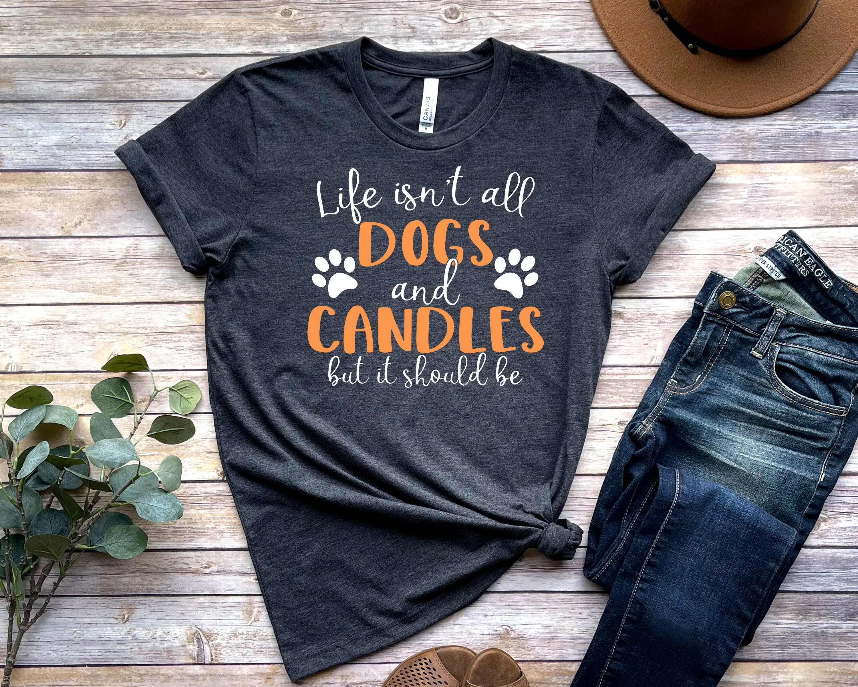 Funny Dogs And Candles T Shirt Cute Dog Lover Mom Candle Making Aromatherapy Jersey