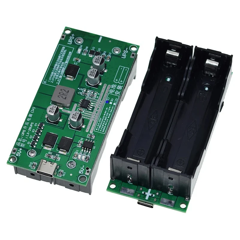 Type-C 15W 3A Fast Charge UPS Power Supply / 18650 Lithium Battery Charger Module DC-DC Step Up Booster Converter 5V 9V 12V