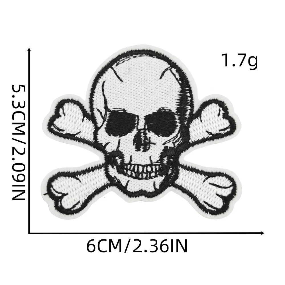 Horror Cloth Patch Skeleton Personality Patch Dark Embroidery Cloth Patch Hot Melt Adhesive Halloween Costume Decoration Patch