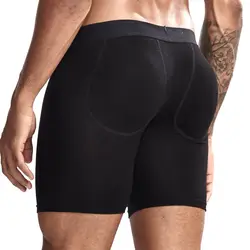 2pcs/Lot Men Sexy Padded Long Boxer Underwear Butt-Enhancing Trunk Removable Pads Butt Lifter Pouch Shorts Male Panties Cotton