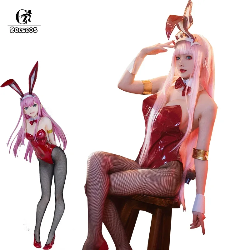 Rolecos anime SGD in the Franxx cosplay zero two bunny girl cosplay costume 02 sexy women jumpsuit red leather suit