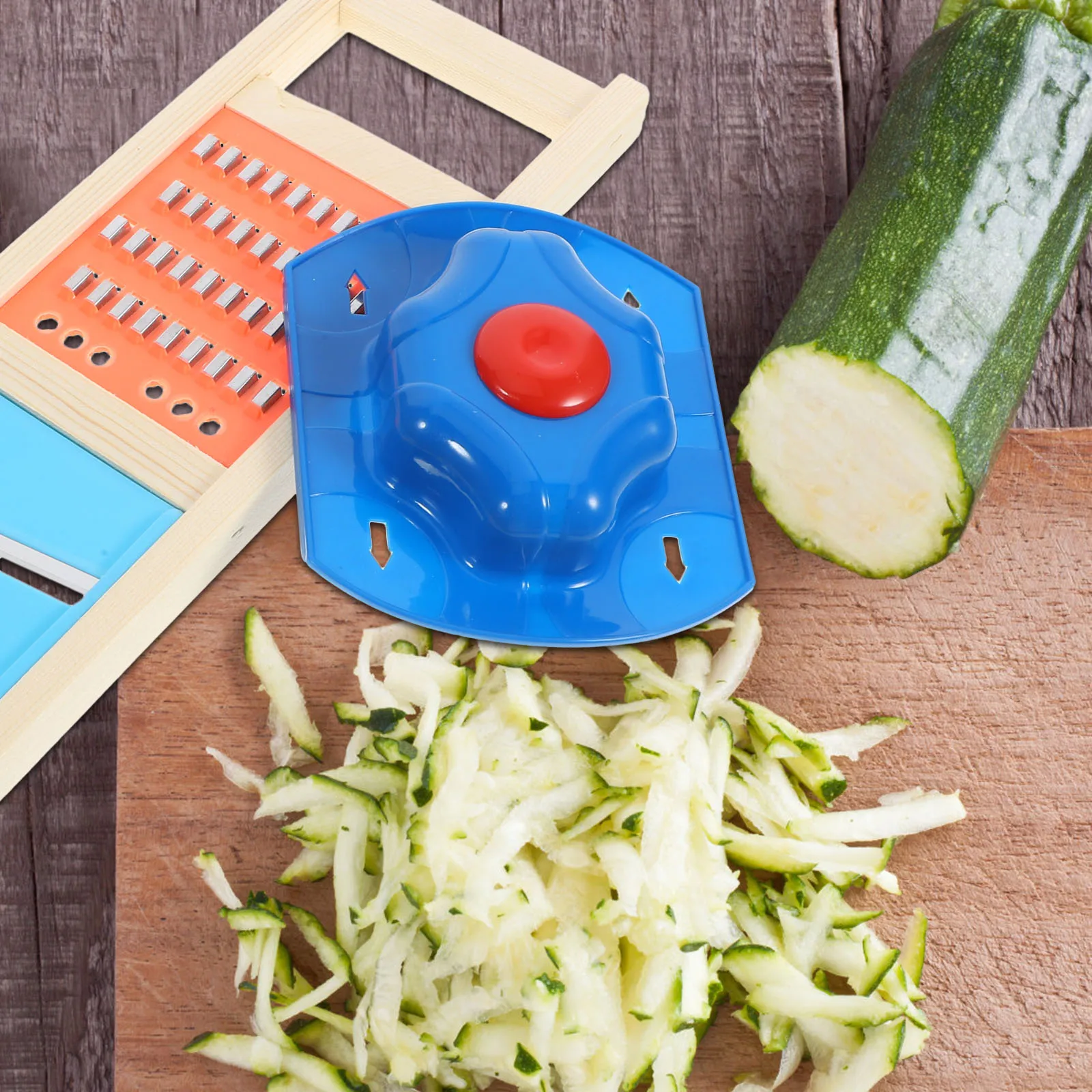 

1 set Vegetable Finger Protector Multi-Function Kitchen Tool Stainless Steel Wood Plastic Safe Easy Clean Reusable Set Vegetable