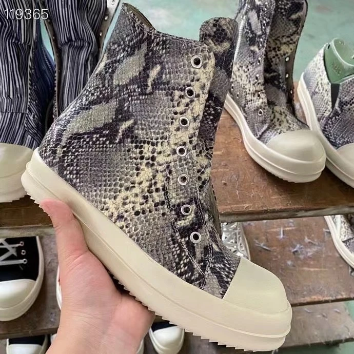 

Высокие повседневные туфли из воловьей кожи с рисунком Python, спортивная качественная мода унисекс, классический дизайн, новый стиль