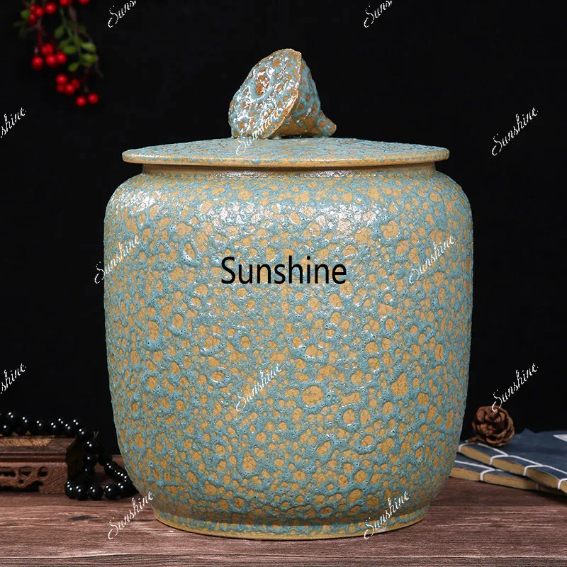 Ceramic rice tank, sealed barrel with lid, household moisture-proof, simple and modern insects