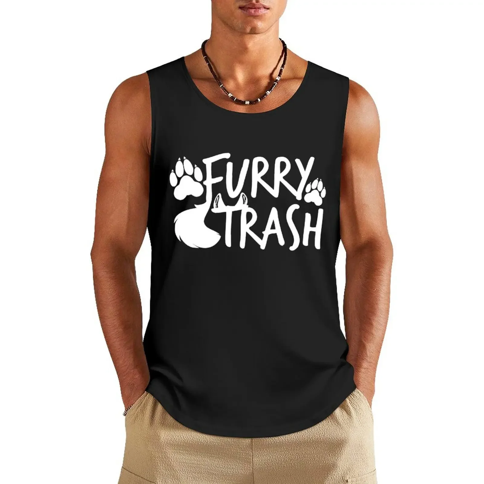 Furry Trash -white- Tank Top male top T-shirt Men's gym Body man Tank Top