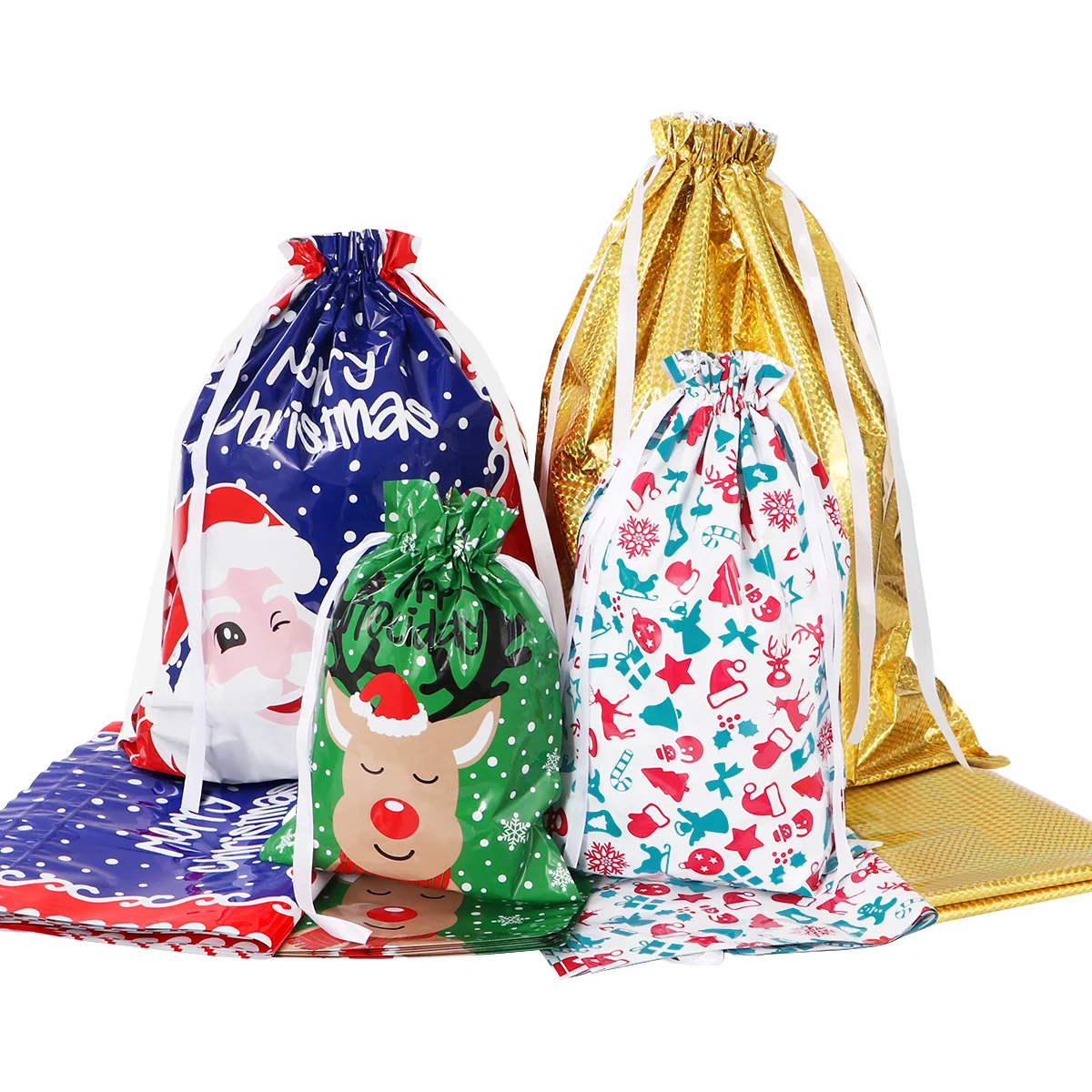 

Tinksky 30PCS Christmas Drawstring Gift Bags Assorted Styles Gift Wrapping Christmas Goodie Bags for Xmas Party Wedding