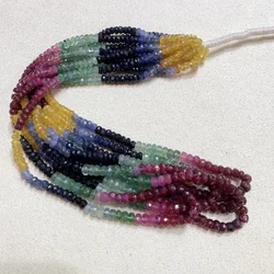 Natural AAAAAA Rondelle 3-5 mm Rare Colored sapphire Ruby Tsavorite Faceted Black Opal Loose Beads Jewelry DIY Necklace Making