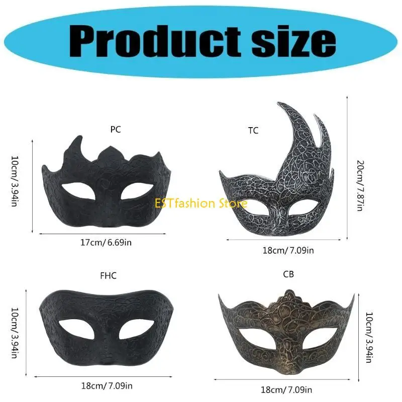 Y5GC 가장 무도회 마스크 반면 마스크 마스크 마스크 베네치아 마스크 할로윈 의상 마스크 마드리 그라스 마스크 파티 마스크 유니슬 형사 선물