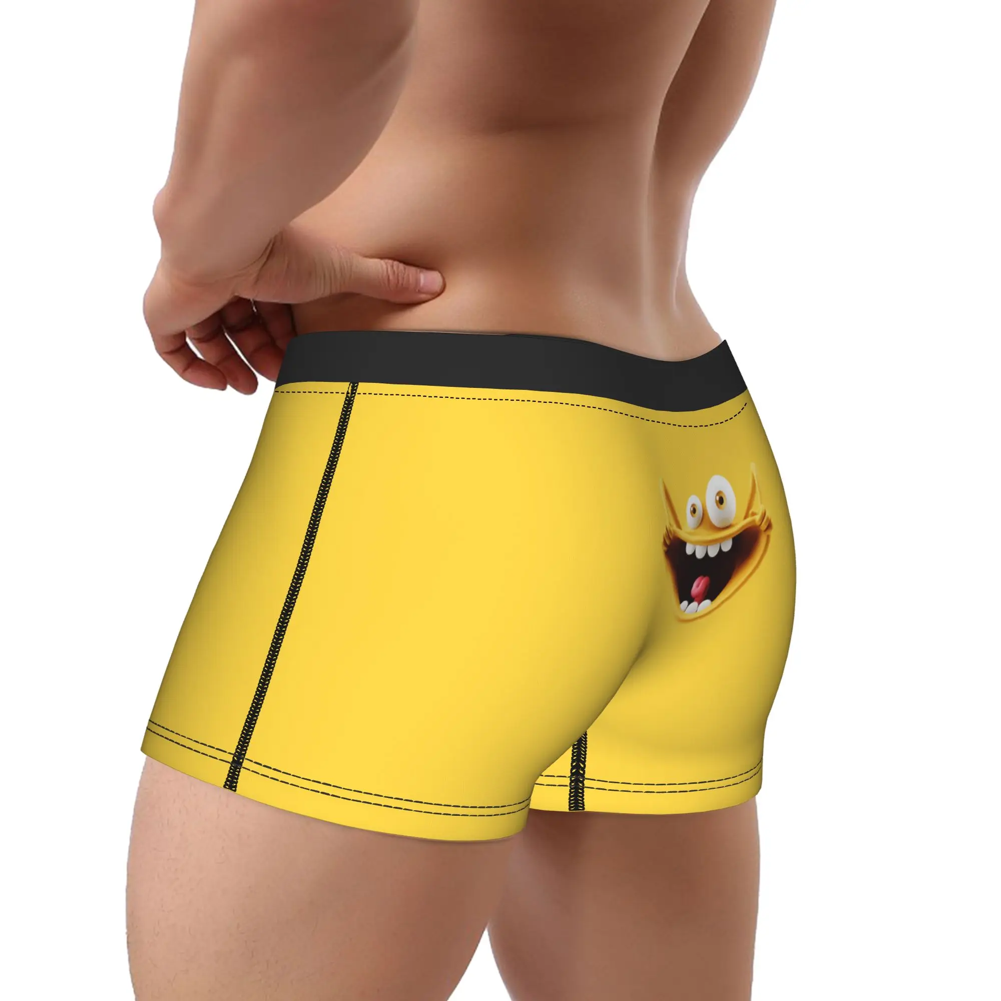 Men Boxer Briefs Shorts Panties Funny Expression Silly Face Smile Cartoon  Mid Waist Underwear  Homme Humor Plus Size Underpants