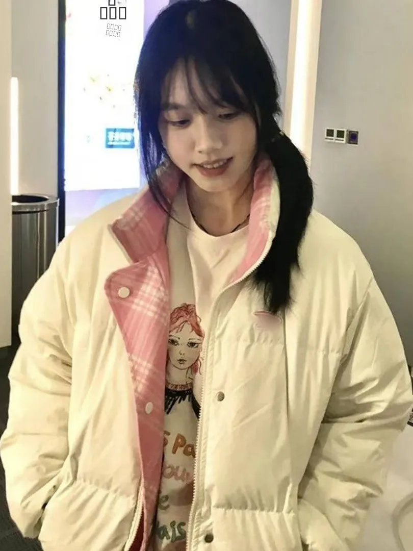 

Зимнее утепленное хлопковое пальто с воротником-стойкой, двустороннее, свободного кроя, универсальное, для студенток