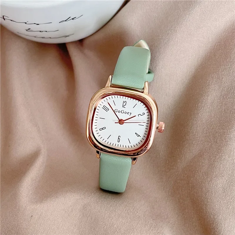 Retro Square Quartz Digital Mini Dial Casual Wrist Watches Leather Strap Fashionable Clock Waterproof Wristwatch for Women