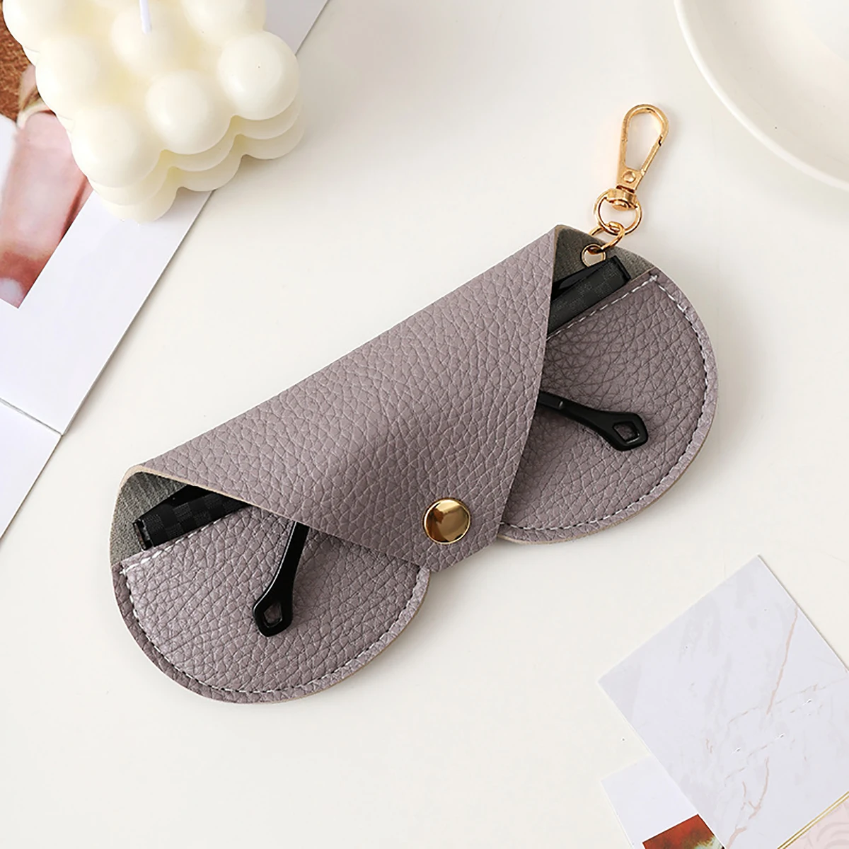 1pc Portable PU Glasses Bag Foldable Travel Sunglasses Case Simple Glasses Storage Box Travel Glasses Case Holder Pouch Cases