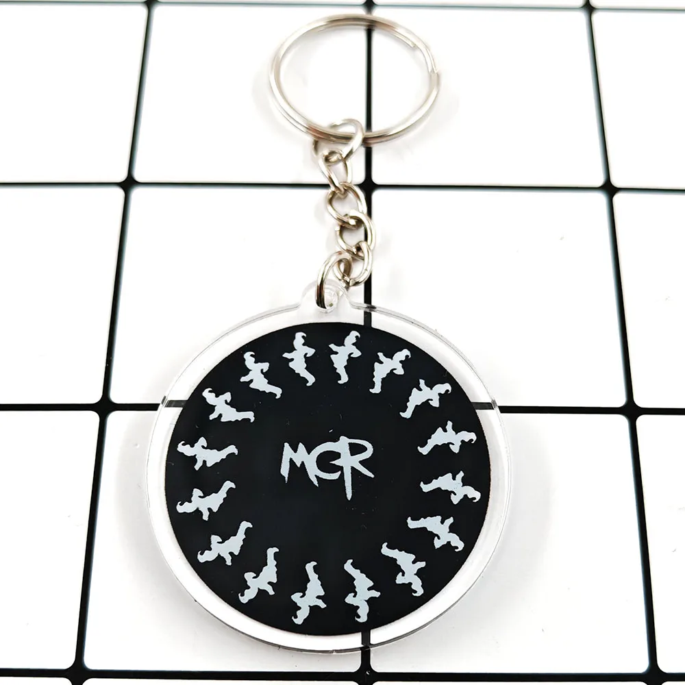 MCR Bullets Album Theme Keychain Emotional Punk Band Acrylic Double Sided Pattern Pendant Dark Rock Band Fans Periphery Key Ring