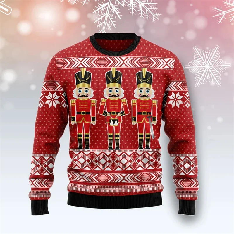 2026 New Nutcracker Graphic Ugly Christmas Sweater For Men Fashion Streetwear 3D Printed Xmas Sweatshirts Casual Oversized Tops