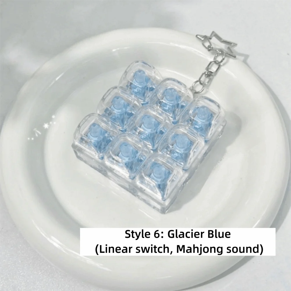 Crystal Keycap Keyboard Keychain Pastel Color Bear Shape Crystal Keycap Keychain Fingertip Clicker Fidget Clicker Keyring Adults