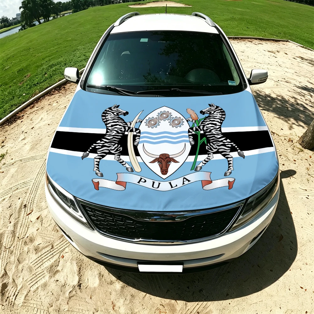 130x160cm Botswana Elastic Car Engine Hood Flag Elastic Windproof Patriotic Bonnet Banner Cheer for the competition