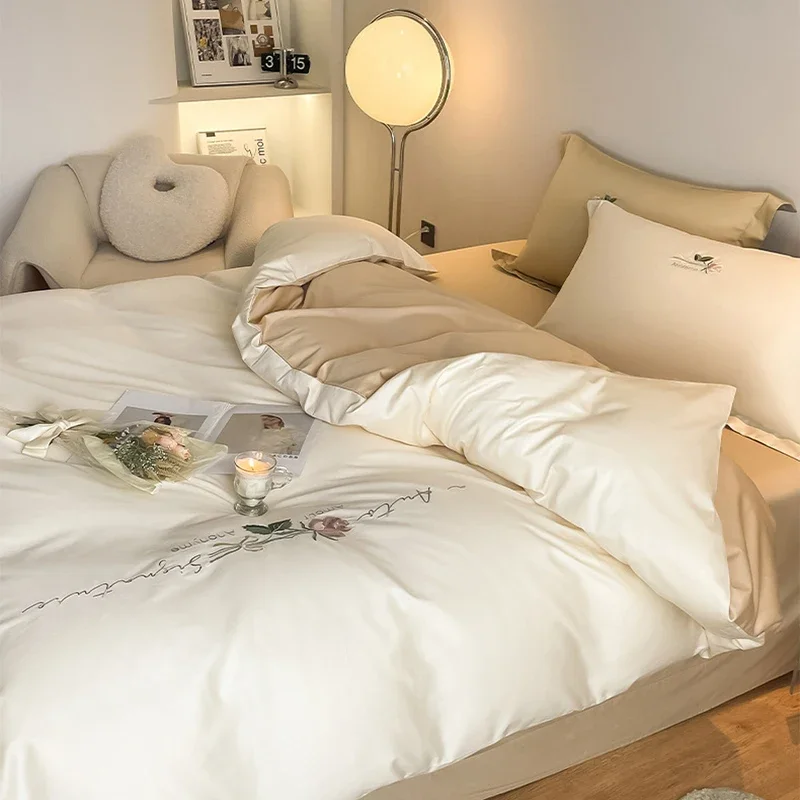 A-Class 100% Pure Cotton Bedding Sets Luxury Embroidered Skin Friendly Soft Comforter Sets Twin Full Queen King Size Bedclothes
