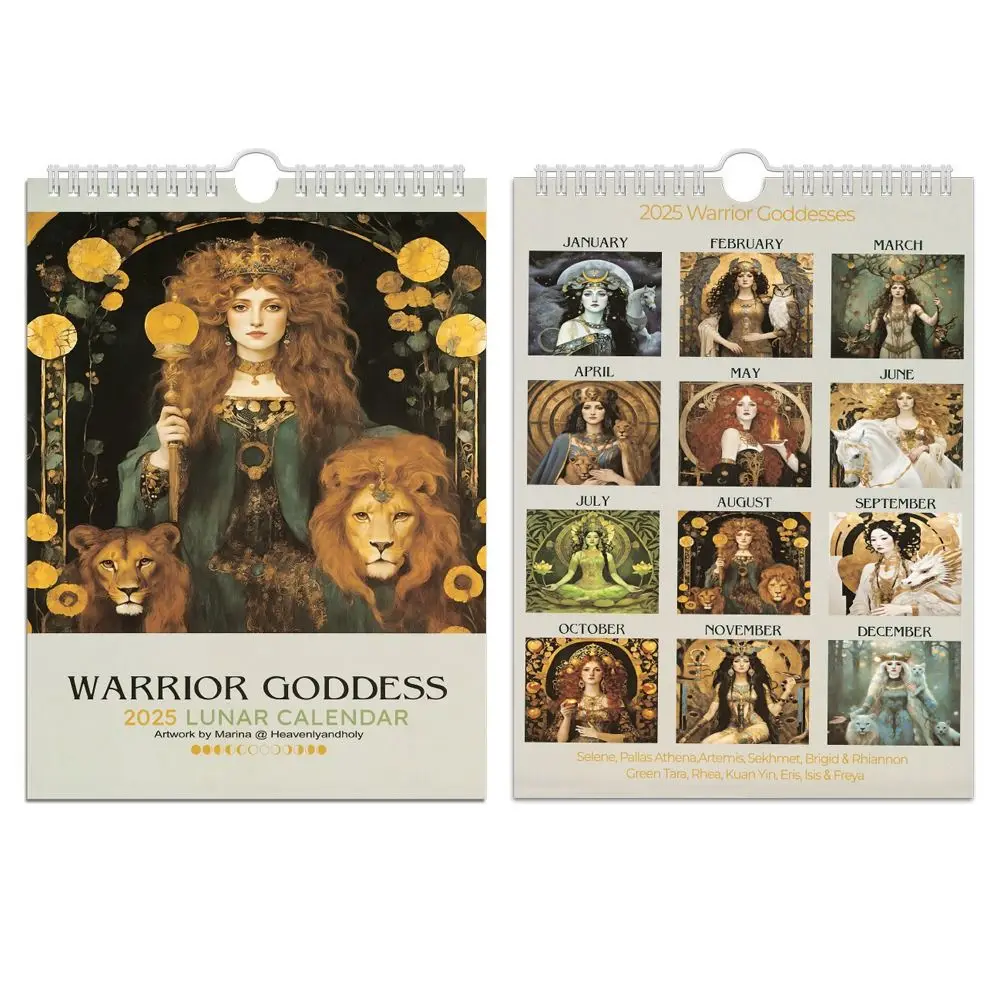 Daily Weekly Monthly Planner 2025 Calendar Worrior Goddess Paper Desktop Calendar Hangable Home Ornaments Wall Calendar Home