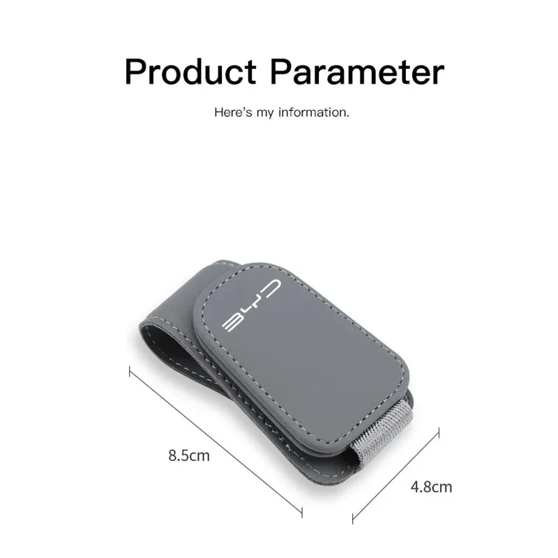 Magnetic Sun Visor Sunglasses Clip For BYD Atto3 Seal Han Tang Dolphin Song Yuan BYD Logo Leather Auto Glasses Card Holder Inter