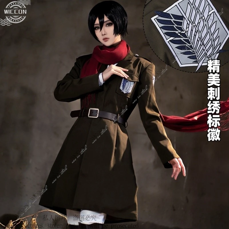 Mikasa Ackerman Final Season Cosplay Costume Wig Battle Dress Survey Corps Woman Man Anime Japanese Woman Man War Halloween