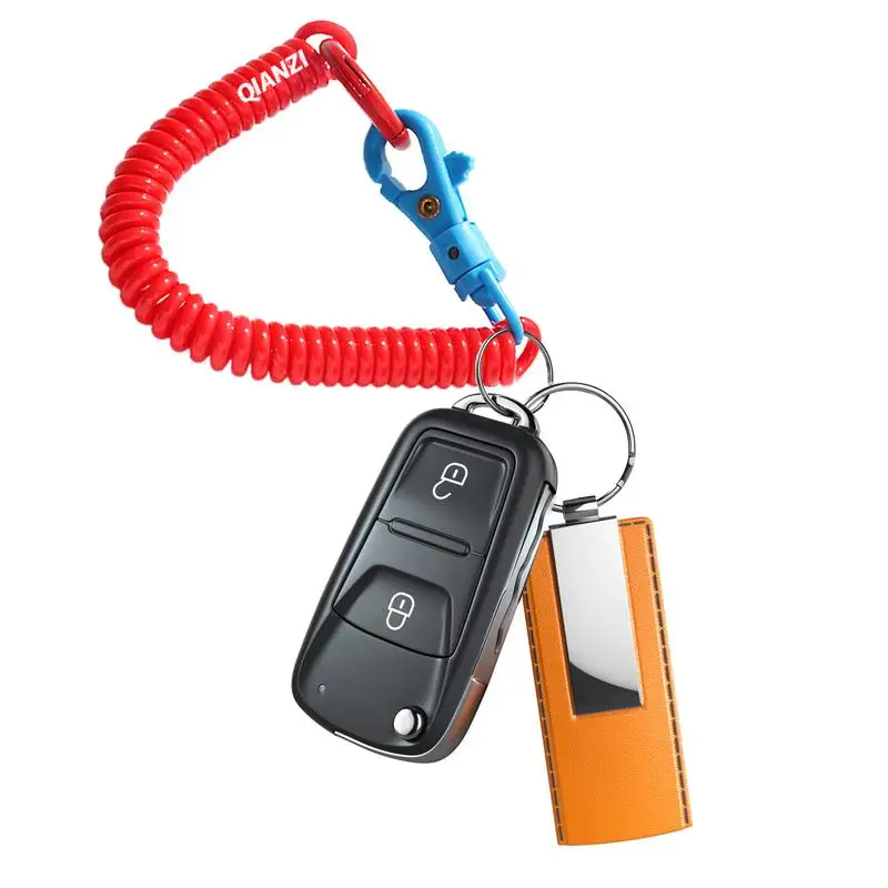 Coil Springs Keychain Stretchy Spiral Spring Coil Retractable Coil Springs Keychain With Metal Clasp Key Chain Holder Lanyard