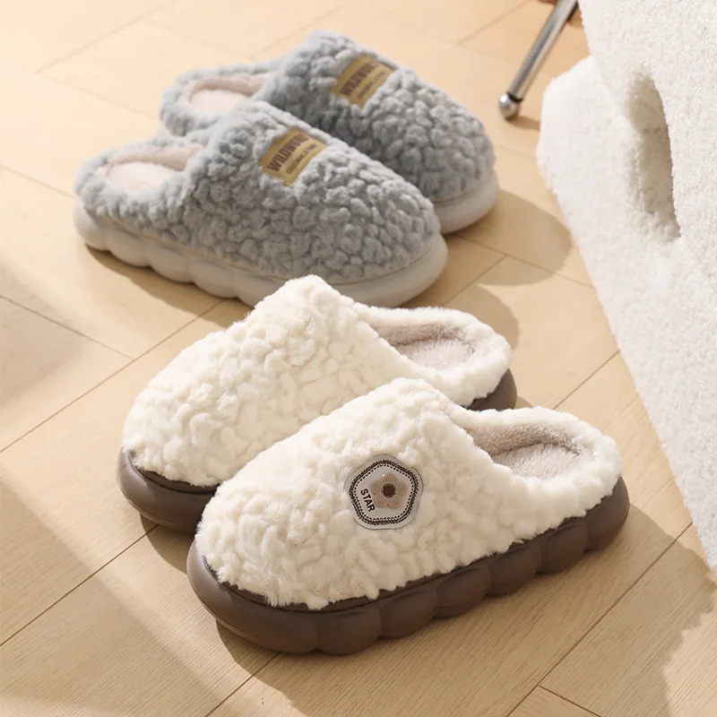 شباشب قطنية سميكة لمجموعة الشتاء النسائية، ديكور منزلي جديد، دفء داخلي، ونعال قطنية سميكة