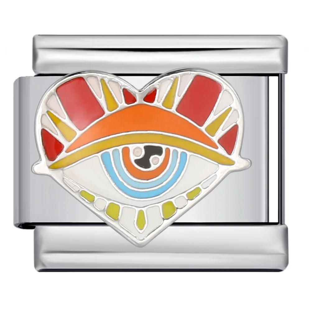 Y2k Creative สีแดงสีม่วงเสือดาวตาริมฝีปาก Moon อิตาเลี่ยน Charm Links Fit 9 มม.สร้อยข้อมือสแตนเลสผู้หญิงเครื่องประดับ DIY ของขวัญ