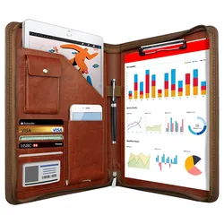 Smart Wiederverwendbare Notebook A4 Dot Reißverschluss Padfolio Organizer Leder Planer Ordner Taschen Karte Halter Multifunktionale Business