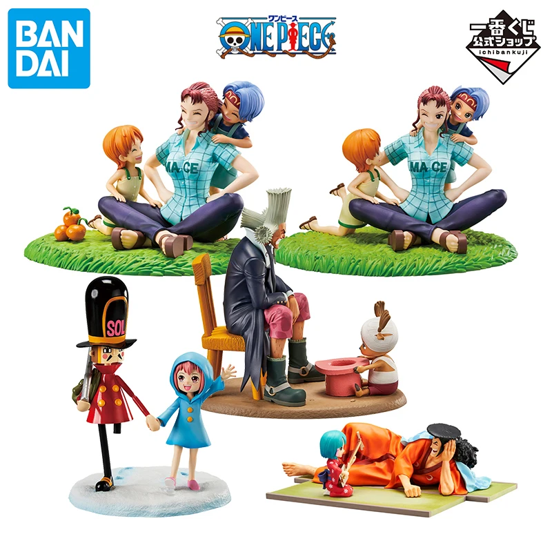 

Bandai Original Ichiban KUJI One Piece Revible Moment Nami Bell-mere Nojiko hiluluk Anime Collection Figure Model Christmas gift