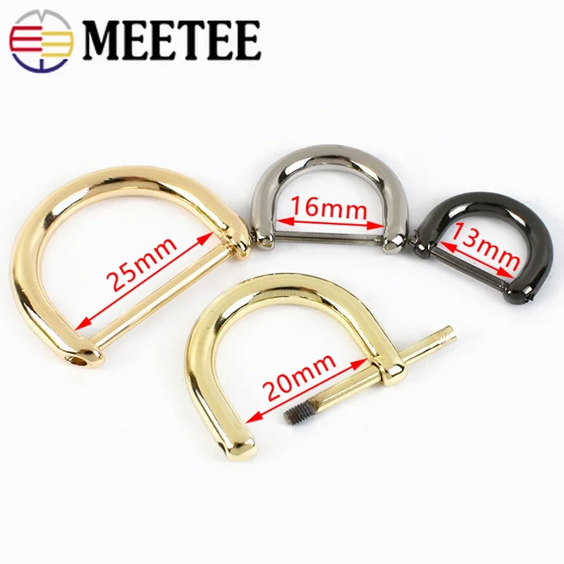 10/20Pcs 13-25mm D Ring Metal Buckles Strap Screw Rings Replace Hook Bag Side Clip Clasp Weebing Hang Buckle Handbag Accessories