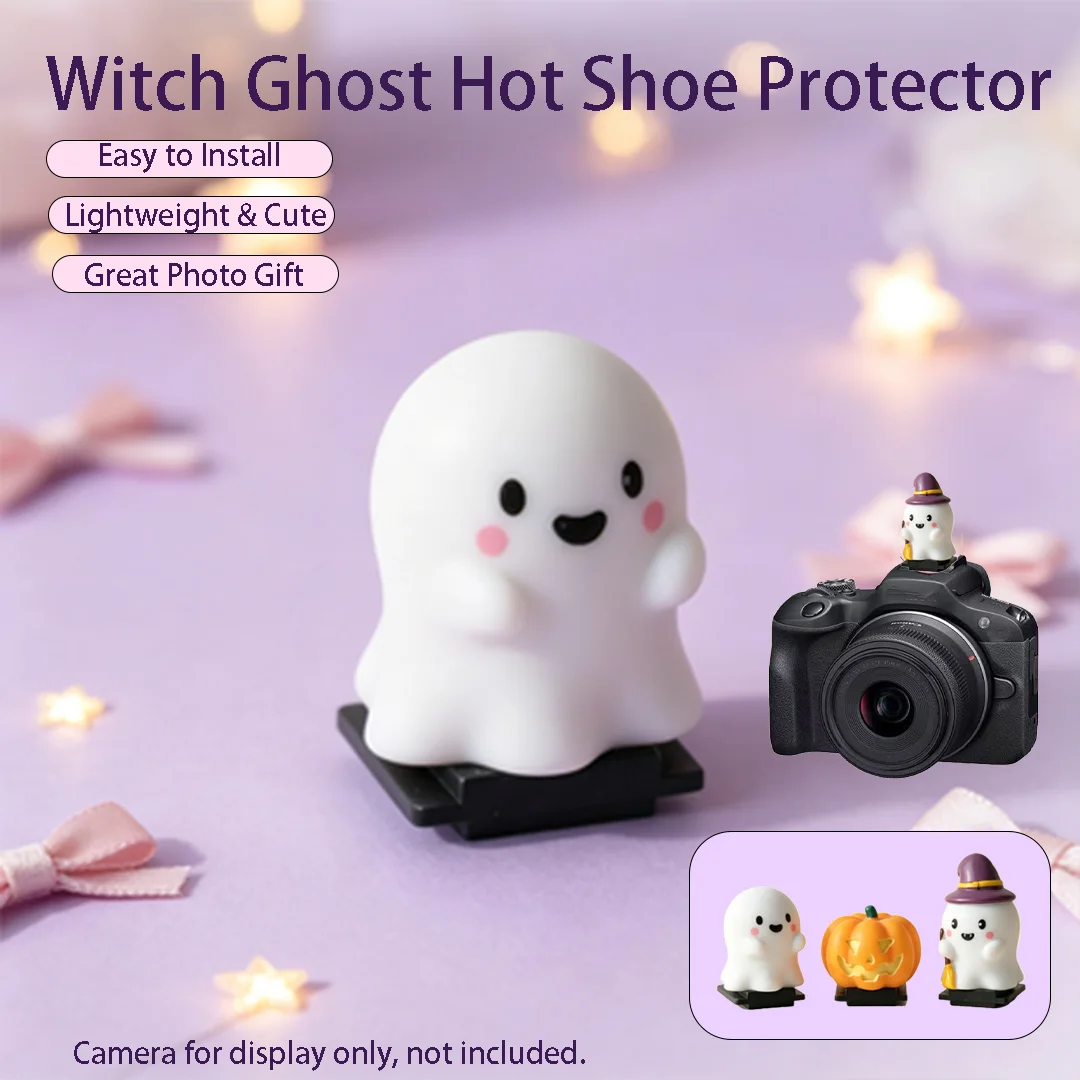 3D Witch Ghost Hot Shoe Protector, Cartoon Pumpkin Dustproof Cap, Cute Camera Decor Gift for Photographers