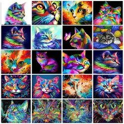 GATYZTORY Modern Painting By Numbers On Cavas Abstract Colorful Cat Drawing By Numbers Handicrafts Wall Decors Diy Gift For Adul