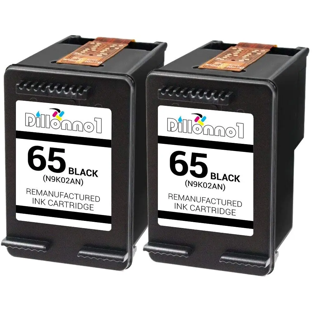 Remanufactured 2PK HP 65 Black Ink for Deskjet 2600 3700 Series Envy 5000 Series