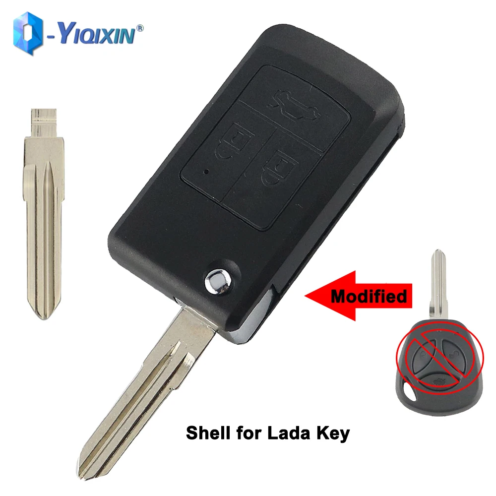 

YIQIXIN Folding Modified Fob Replace Case For Lada Priora Kalina Niva Vaz Granta Samara 2108 Xray Remote Car Key Shell 3 Buttons