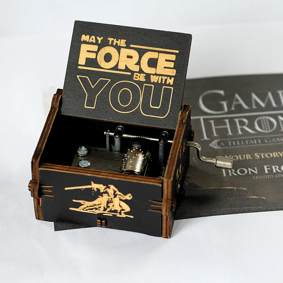 !! Hot Antique carved Wooden Hand Crank StarWars Music Box figure Christmas Birthday Gift image 2