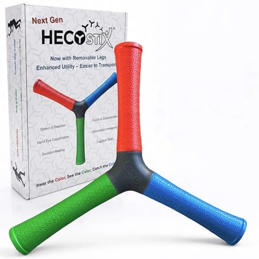

HECOstix Hand-Eye Coordination Trainer Red/Green/Blue Reaction Time and Reflex Tool with Removable Legs Imps Agility, Focus, an