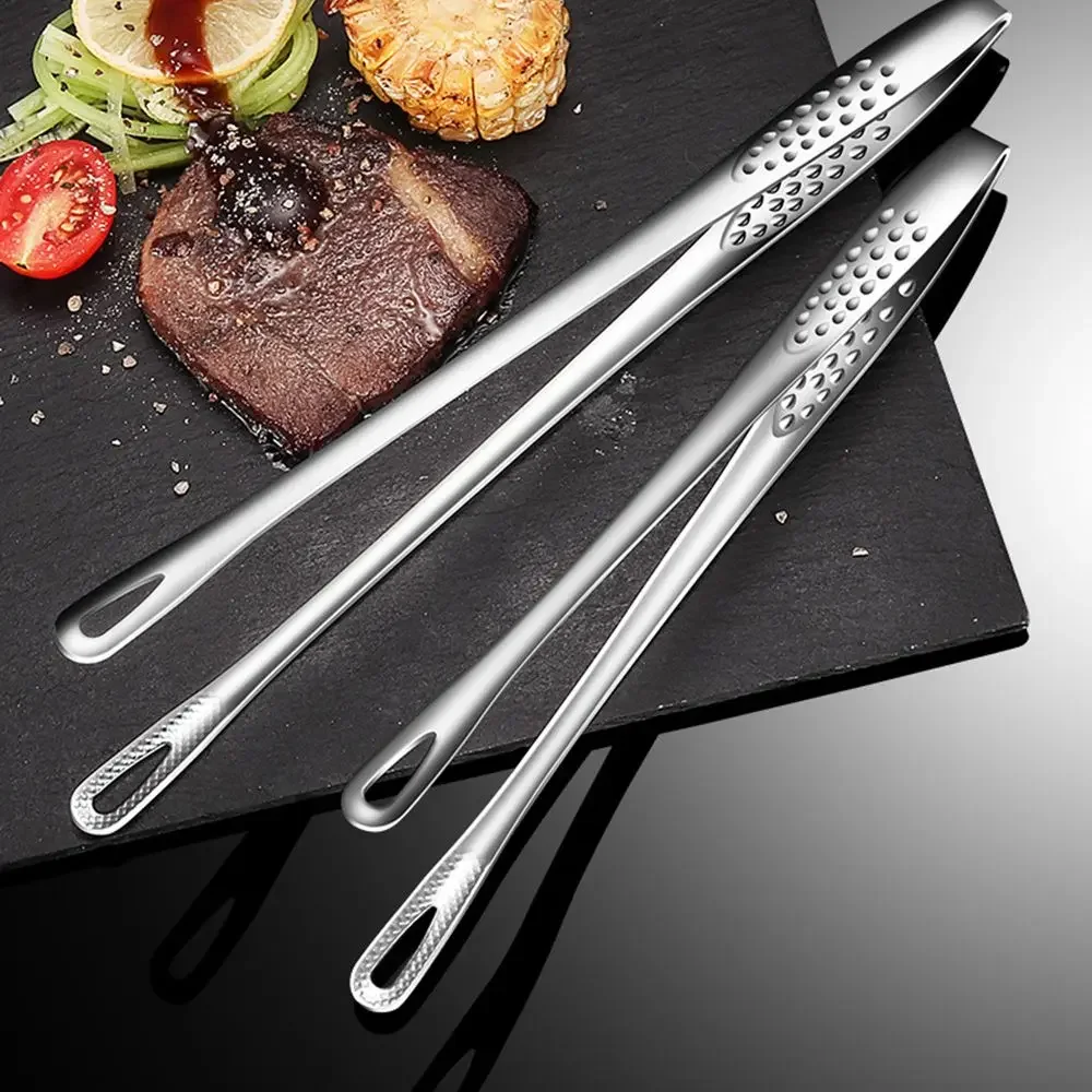 24CM/28CM Long Handle 304 Stainless Steel Food Tongs Kitchen Cooking Tools Barbecue Clamp BBQ Tweezer Steak Tongs Barbecue Tongs