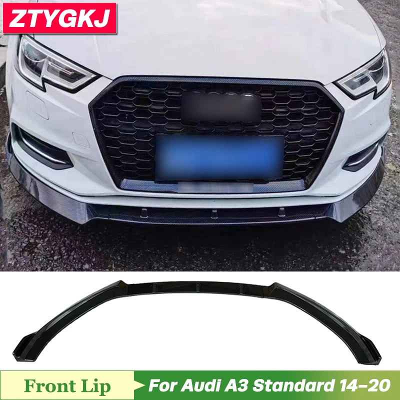 3 PCS ABS Material Front Bumper Lip Splitters For Audi A3 Standard Car Model 2014-2020