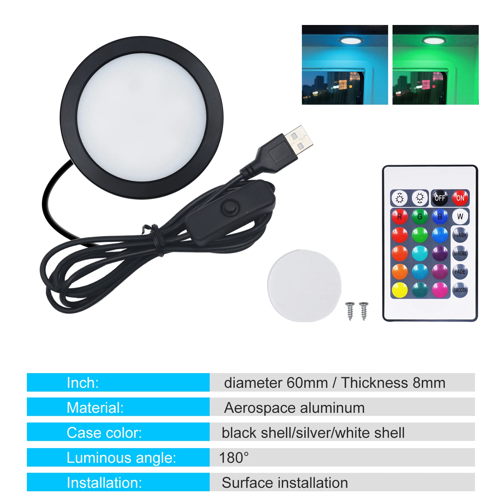 5V USB RGB dimmbar unter dem Schrank Puck Lichter mit Schalter Fernbedienung einstellbare Farbe Helligkeit 3D-Druck DIY Nachtlampe – Detail 2